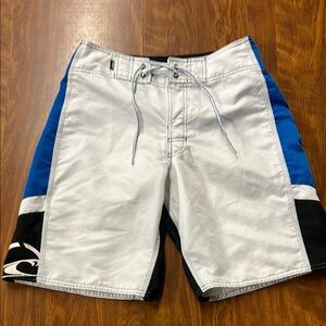 O'Neill White and Blue Board Shorts Quick-Dry Swimwear